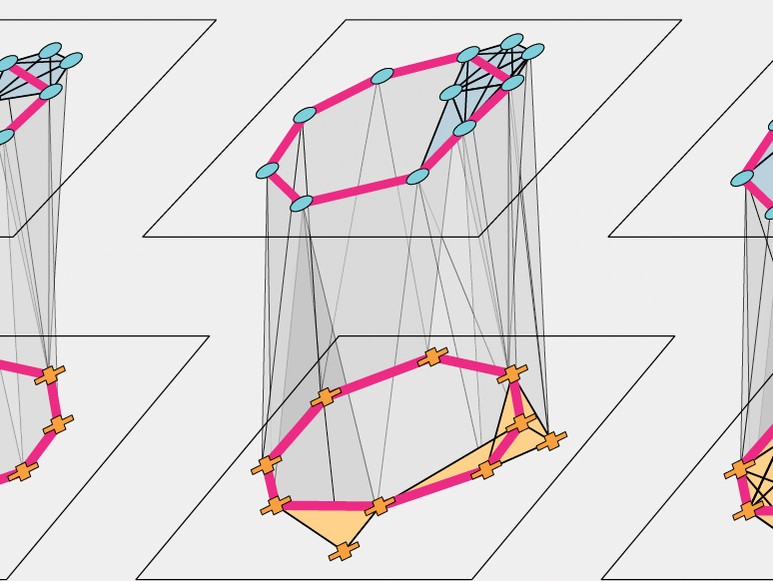 Schematic diagram for the method of analogous cycles, demonstrating how a persistent circular feature is identified as shared across two complexes.